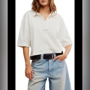 We The Free White Denmark Polo Top -XS NWT